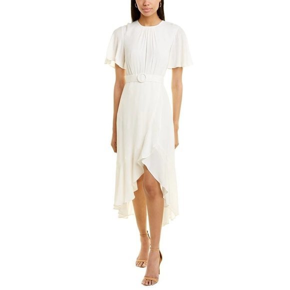 FRENCH CONNECTION Emina Belted Dress  in Summer White - Size 2 - Picture 2 of 3